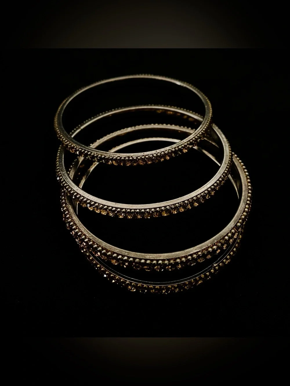 Set of 4 Gold-Tone Crystal Rhinestone Bangle Bracelet